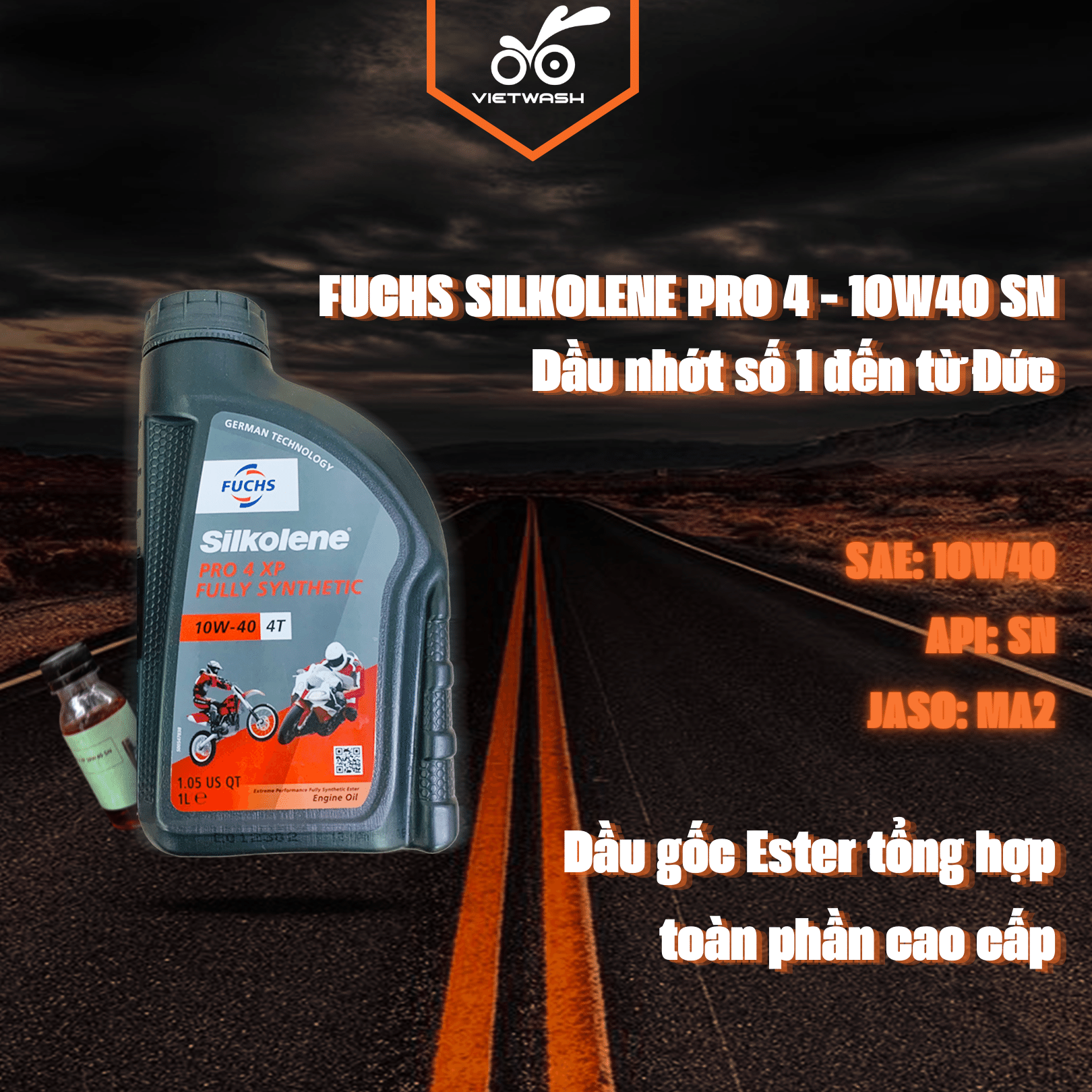 [FUCHS] Nhớt xe số Fuchs Silkolene Pro 4 XP 10W40 API SN 1L [MIỄN PHÍ CÔNG THAY NHỚT]