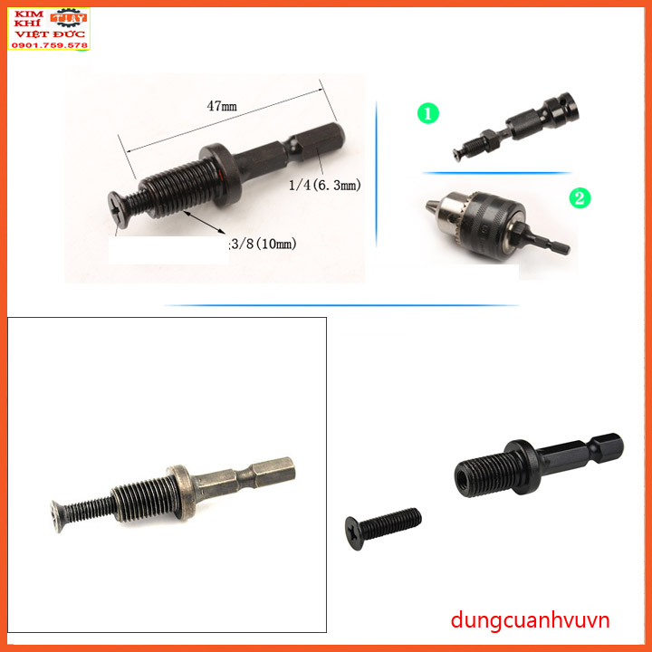 Chuôi chuyển lục giác sang củ măng ranh 10mm