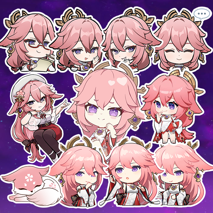 [Genshin Impact] Sticker Yae Miko - Chibi yae ( 11 pcs )