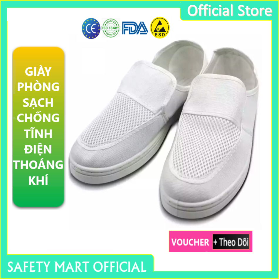 Shoes cleanroom anti-static electric face mesh PVC safemall White ultra-light, labor protection shoes male female shoes used in factories, enterprises, electronics company-genuine goods safety Mart official