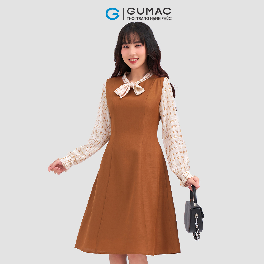 Đầm a phối vải caro gumac dd04068