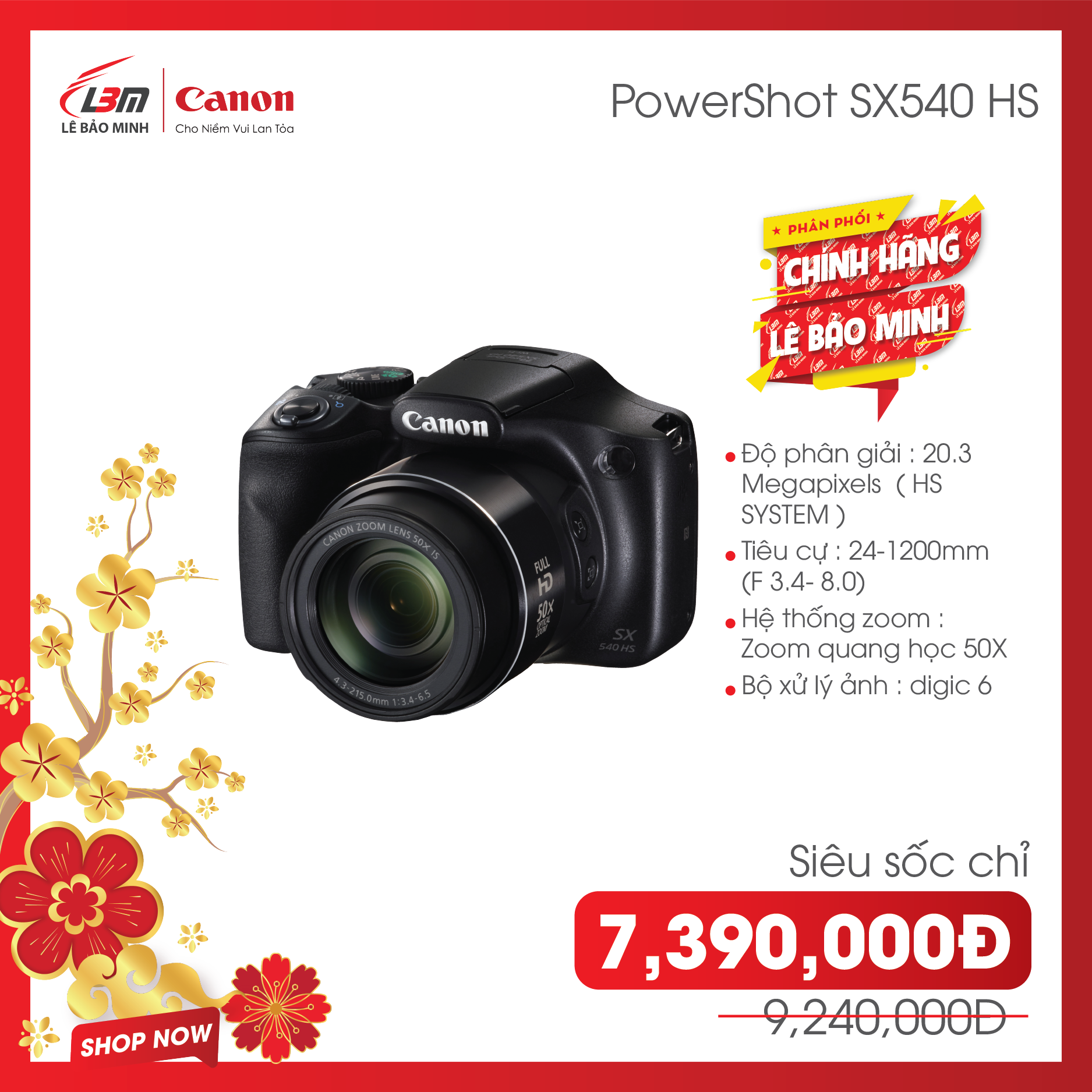 Trả góp 0%  Máy Ảnh Canon POWERSHOT SX540 HS - Hàng Chính Hãng Lê Bảo Minh