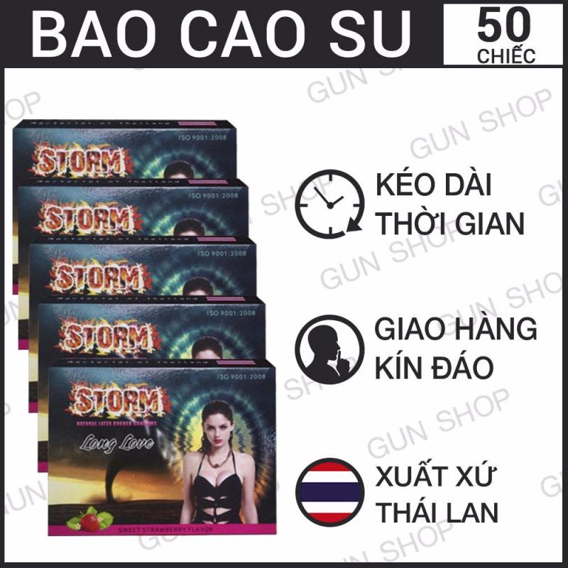 Bộ 5 (50 chiếc) Bao Cao Su Thái Lan Storm hương dâu - GUNSHOP cao cấp