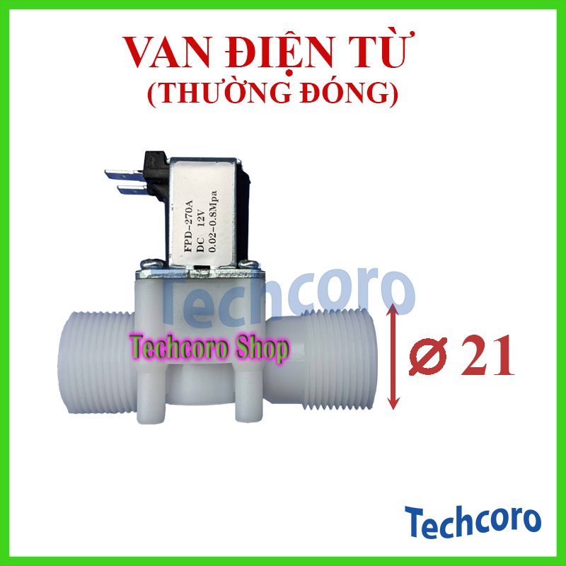 Van Điện Từ 12V phi 21/27, van nước điện từ chất lượng cao