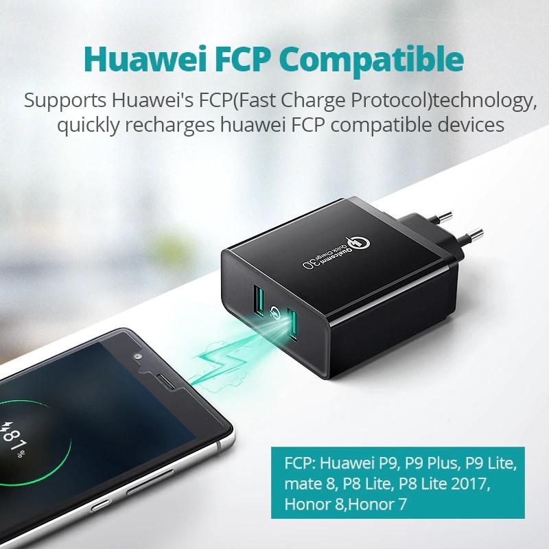 Sạc nhanh đa năng 2 cổng Quick Charge 3.0 36W Ugreen