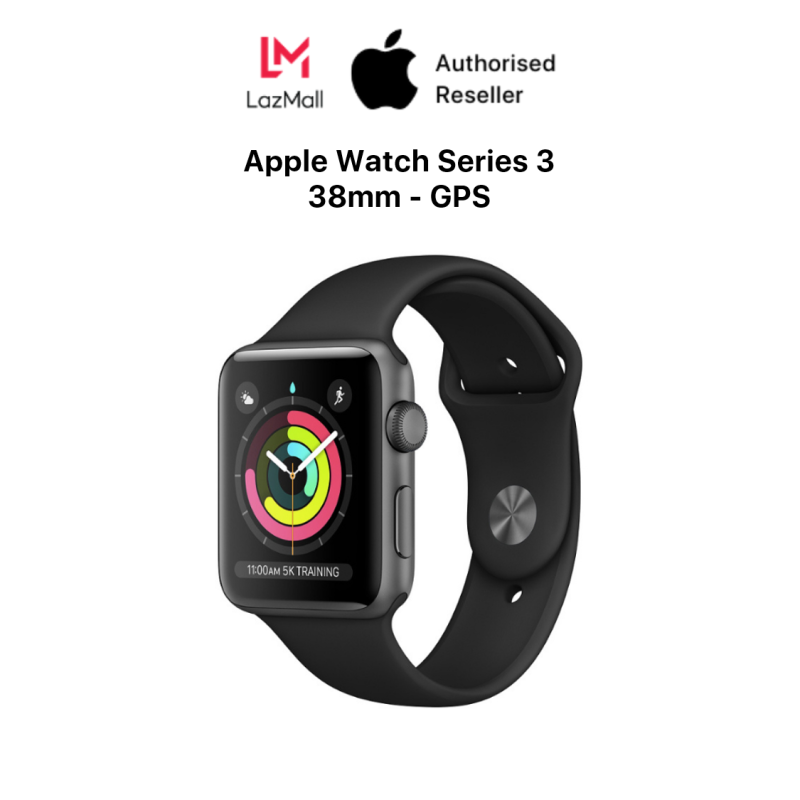 Apple Watch Series 3 GPS 38mm Space Grey Aluminium Case with Black Sport Band Genuine VN/A - 100% New (Not Activated, Not Used) - 12 Months Warranty At Apple Service - 0% Installment Payment via Credit card - MTF02VN/A