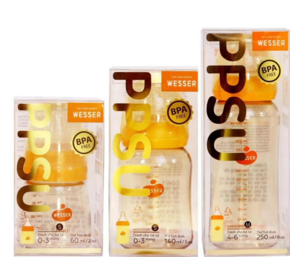 Bình sữa wesser cổ hẹp ppsu 60ml, 140ml, 250ml