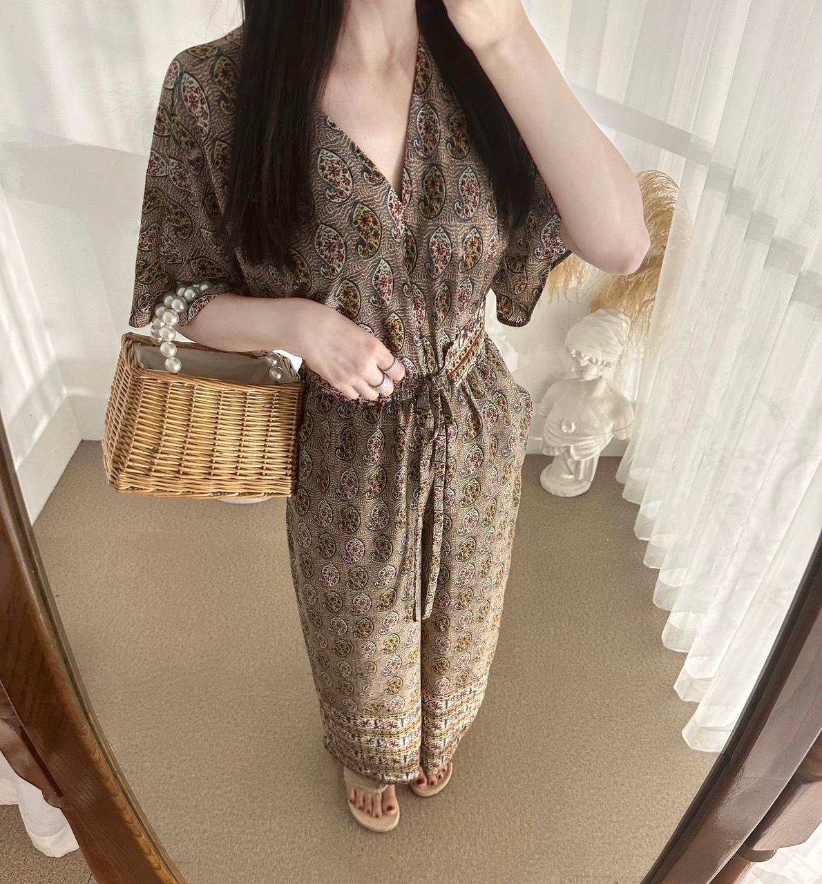 CATI Jumpsuit họa tiết kèm belt (2060)