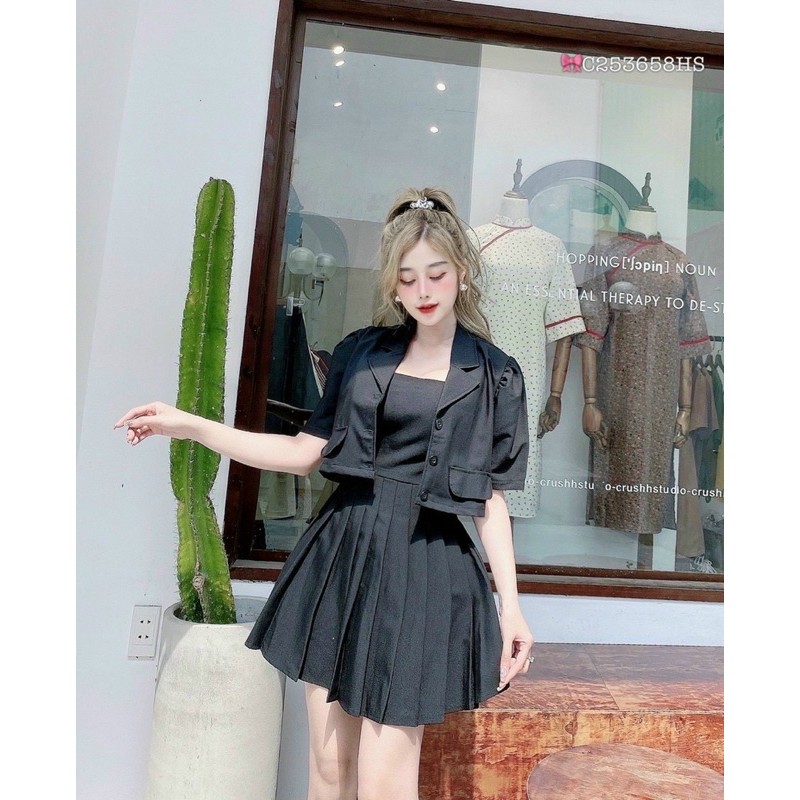 [HCM]Áo Vest + Đầm Xếp Ly Bigsize 60=>90