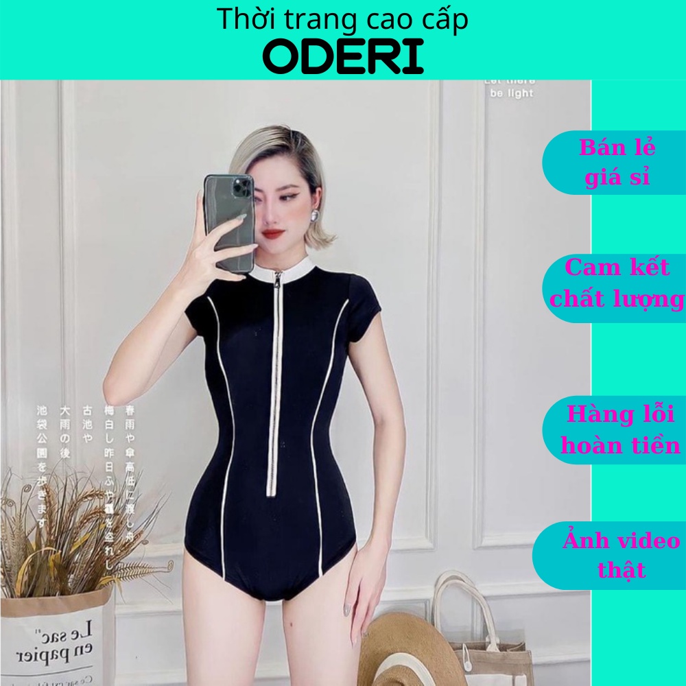 Bikini đồ bơi đi biển một mảnh tay ngắn khóa kéo rẻ đẹp kg355 oderi