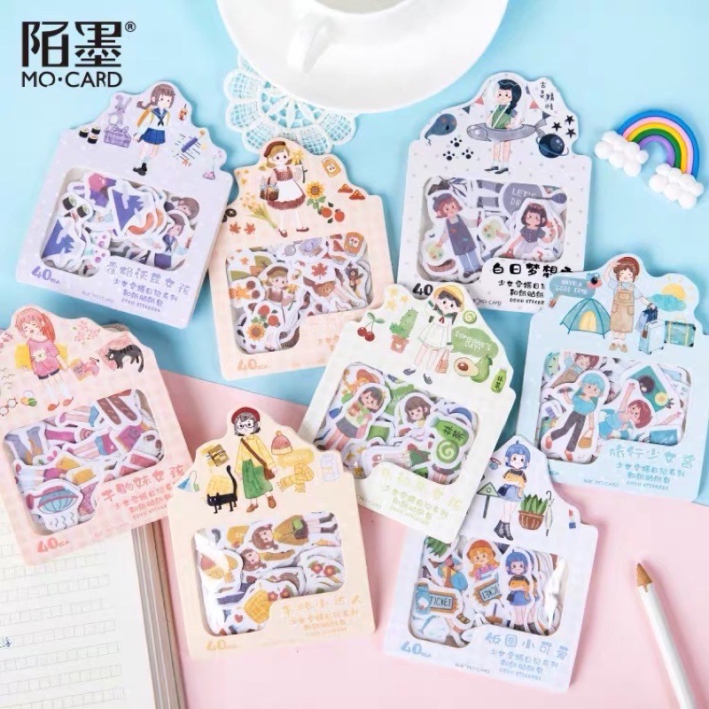 Set 40/50 Stickers Bé Gái Dễ Thương