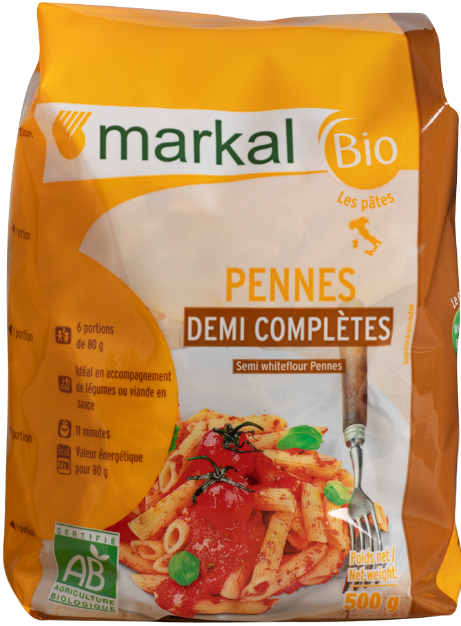 Markal organic semi-white pasta (penne/ fusilli) 500g