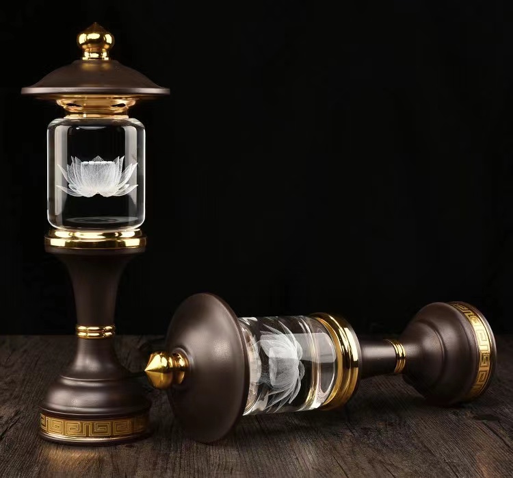 CẶP 2 CÂY ĐÈN LED HOA SEN PHA LÊ THỜ CÚNG TRANG TRÍ