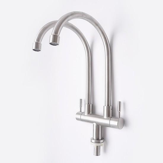 [HCM]Vòì rửa chén đôivòi rửa bát đôi INOX 304 Mờ