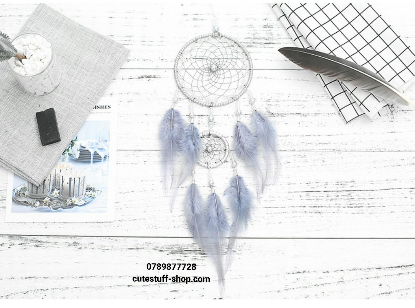 [HCM]Dreamcatcher Lưới Bắt Giấc Mơ Lông Xám (Tặng kèm hộp)