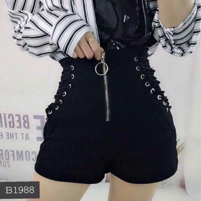 Quần short kaki lưng cao đan dây hông siêu hot