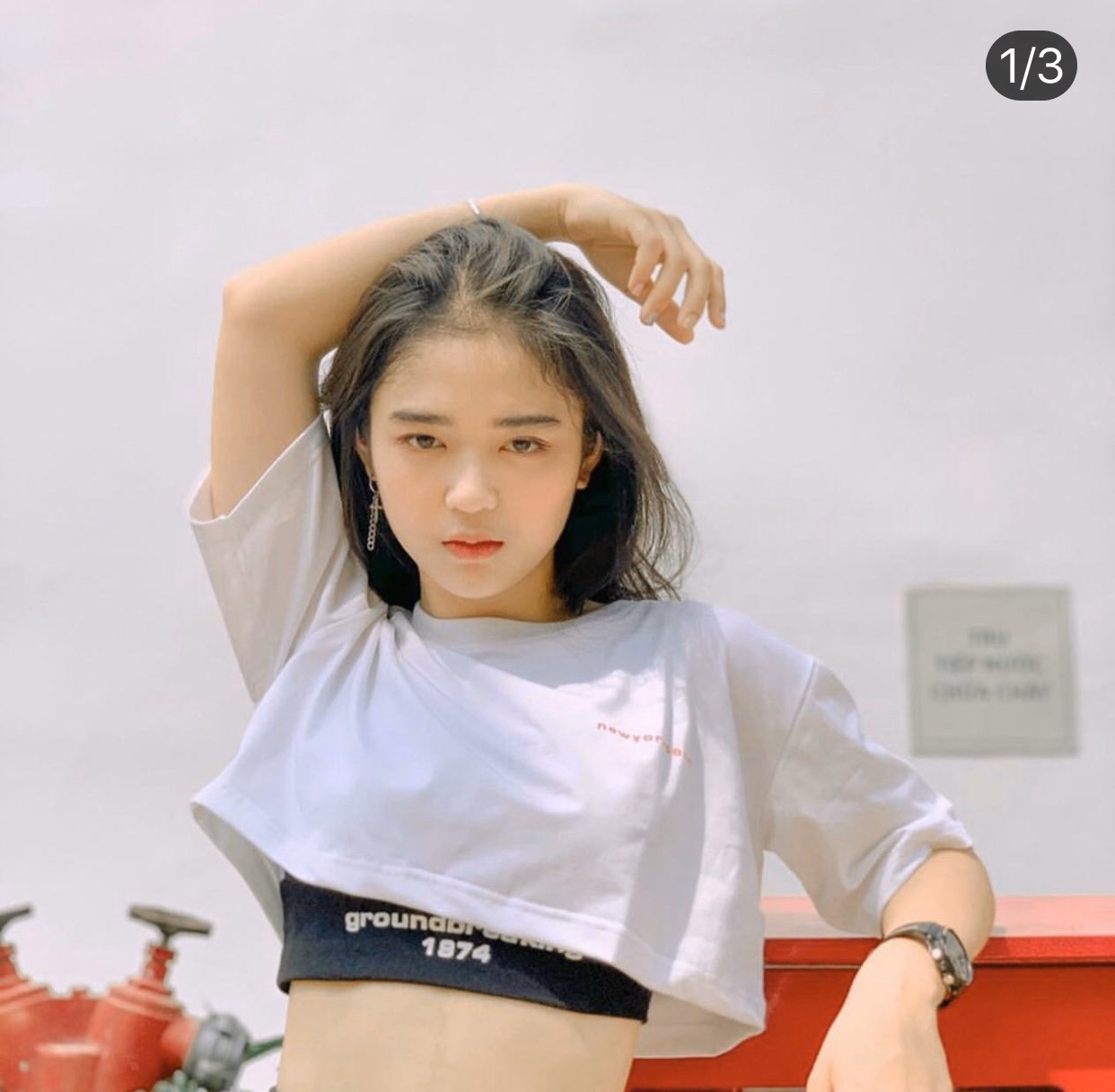 Set áo croptop 2 lớp trắng đen cực hot