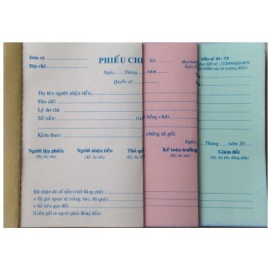 BỘ 5 CUỐN PHIẾU THU HOẶC CHI