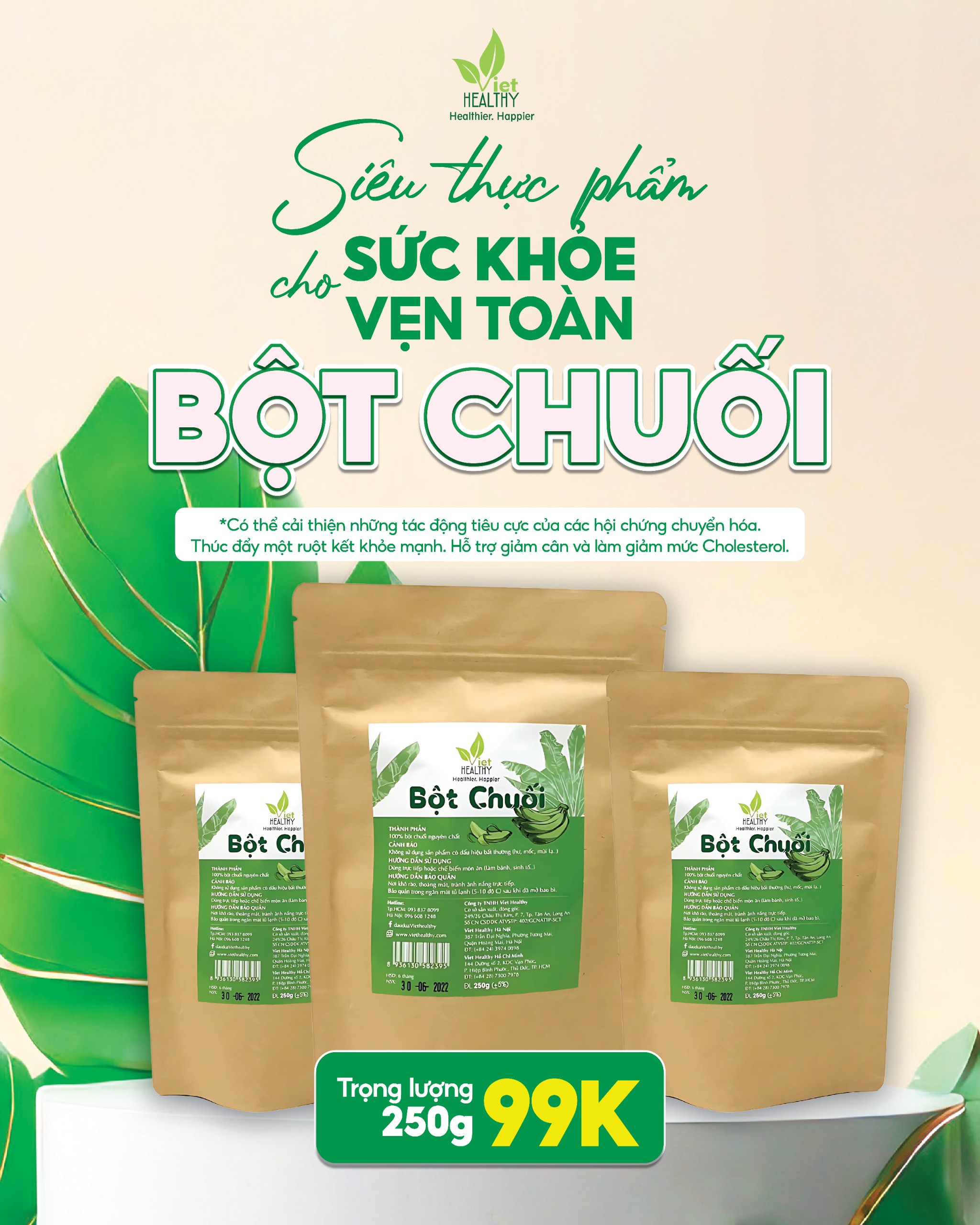 Bột chuối xanh Viet healthy 250g