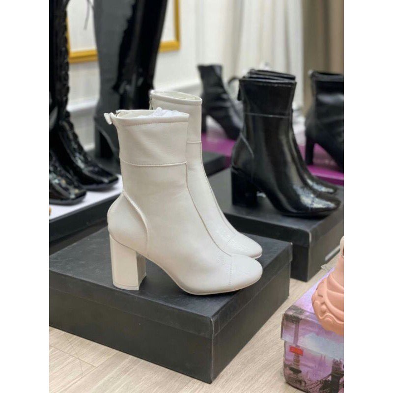 Bốt - Boots thời trang nữ ChaneI da bóng cổ lửng