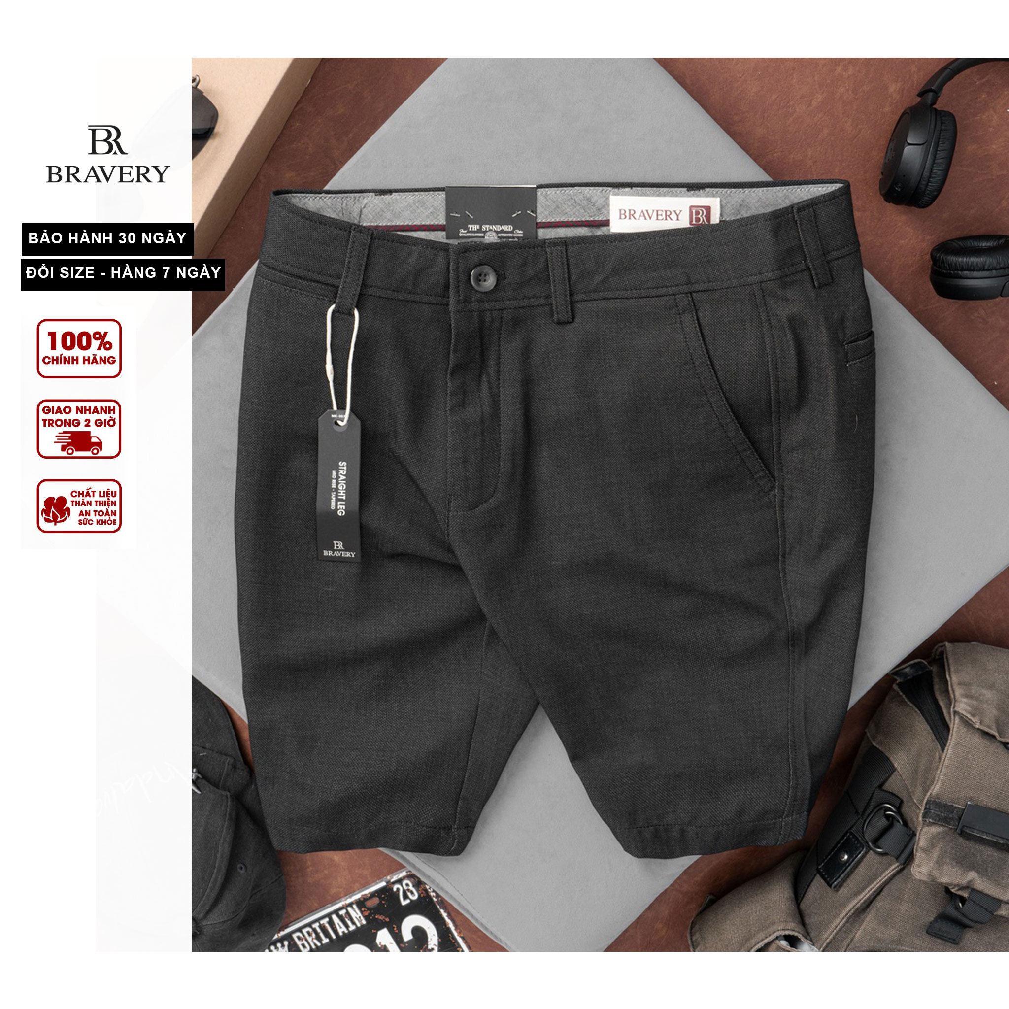 Quần short linen bố RENDY vải mềm mịn thoáng mát, form regular fit