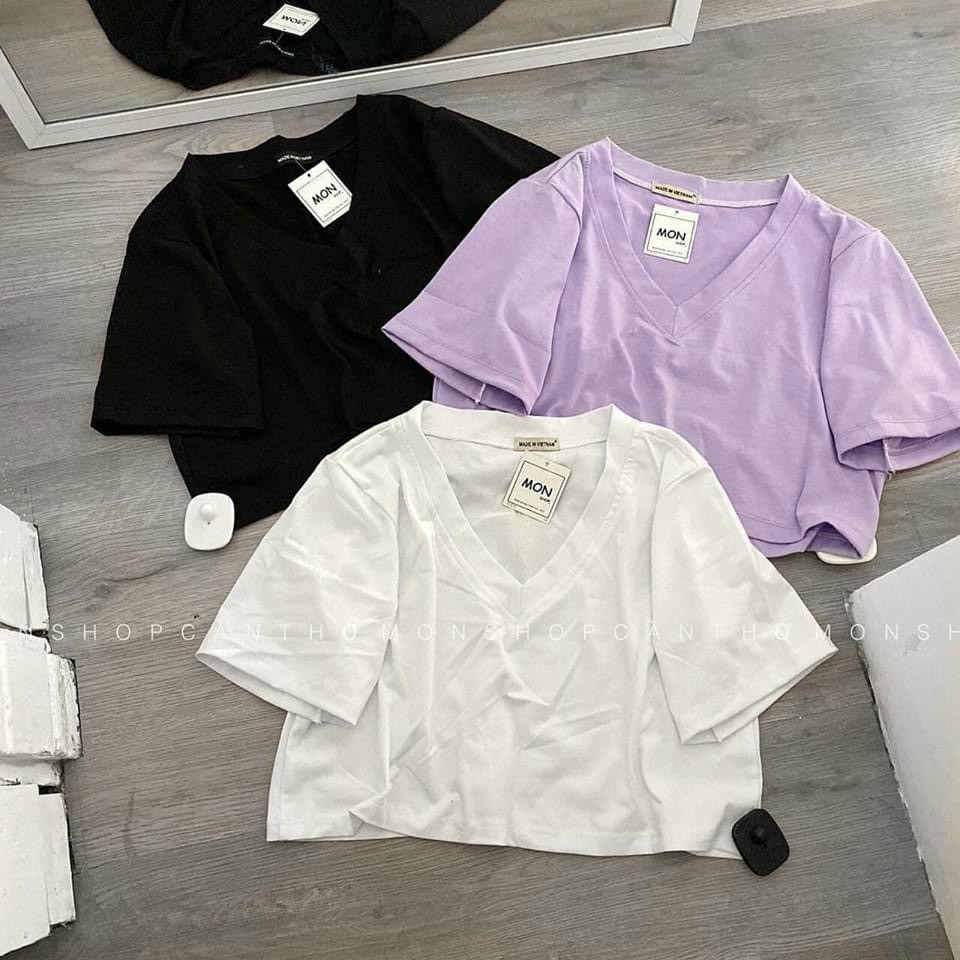[HCM]Áo thun Trơn Croptop Cổ Tim