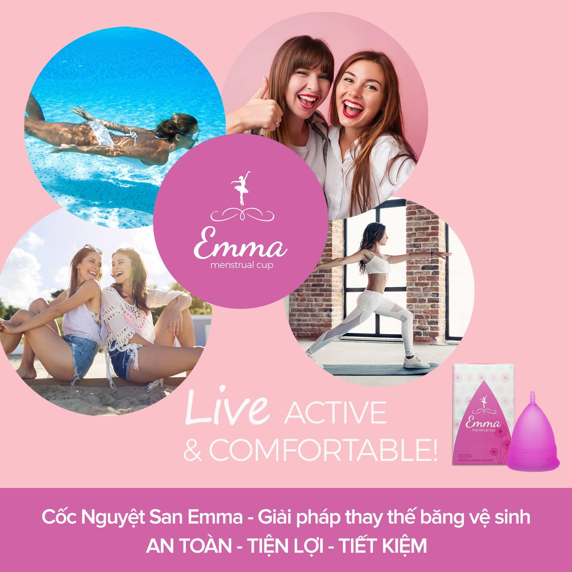 Cốc nguyệt san emma cup - màu tím + quà tặng