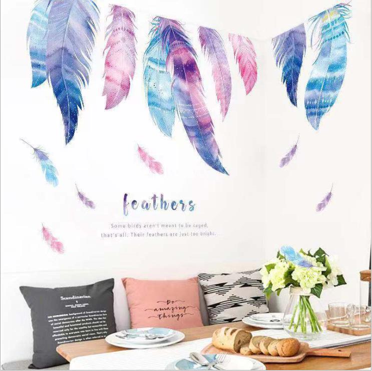 [HCM]Decal dán trang trí phòng ngủ dễ thương - decal lông vũ HCM