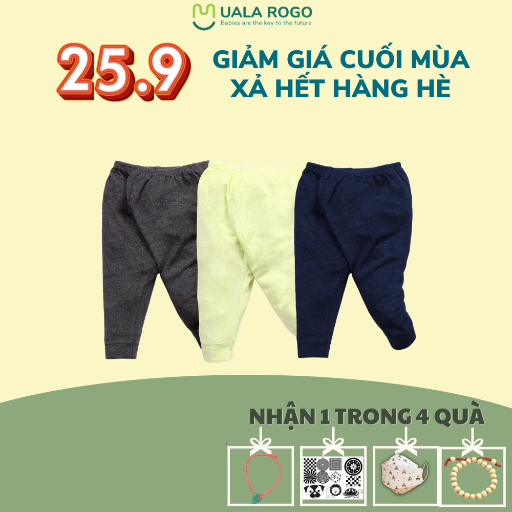 SET 3 quần dài Mompa 0-24 tháng vải Modal co giãn mềm mại trơn 312