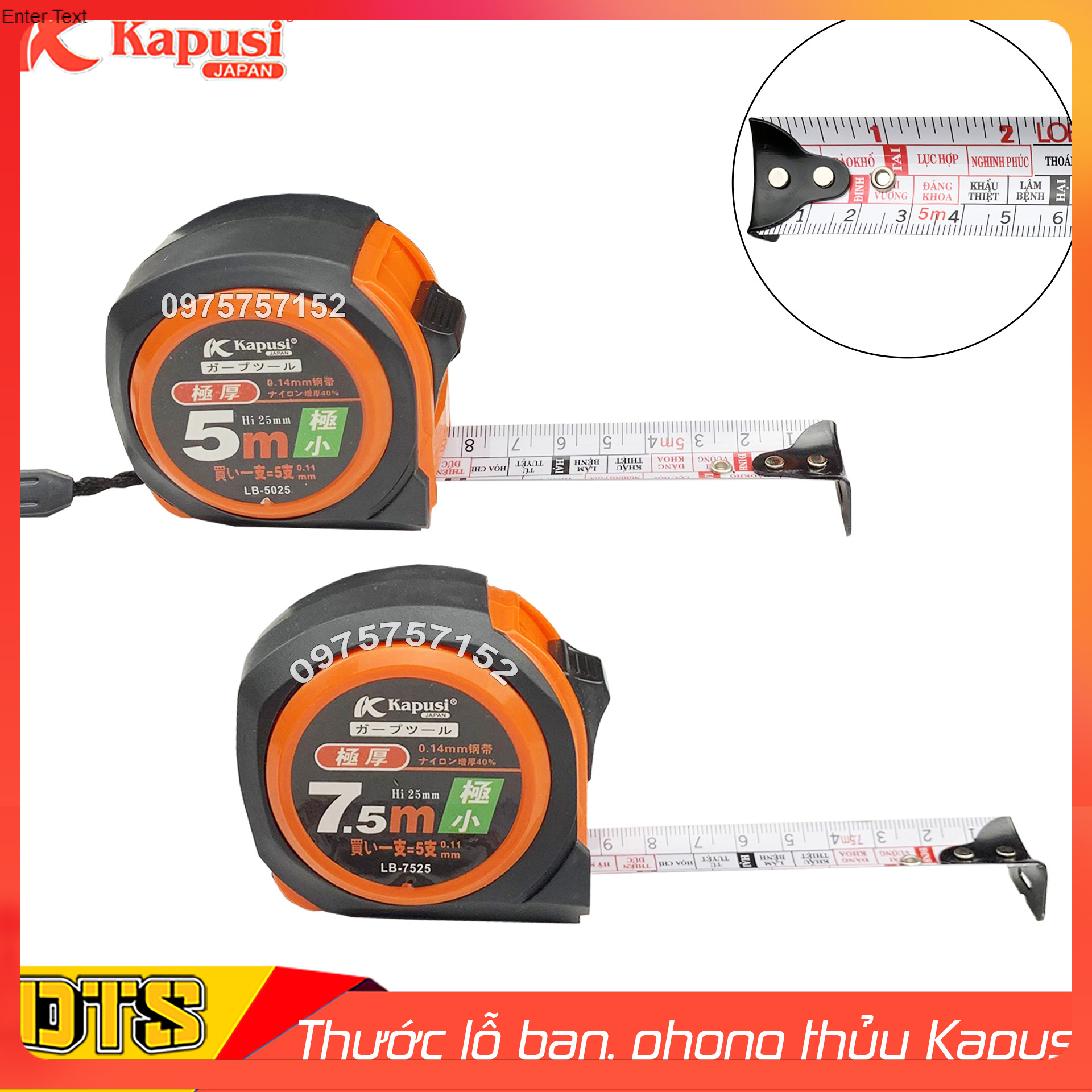 Thước rút chuẩn phong thủy, thước kéo lỗ ban Kapusi JAPAN nền trắng, chữ Tiếng Việt sắc nét, thước phong thủy chính xác, thước lỗ ban hàng đẹp