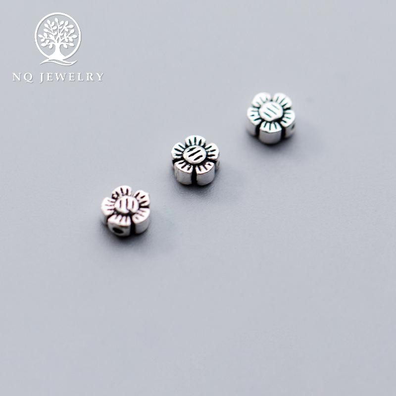 Charm bạc chặn hạt hình hoa 5 cánh - NQ Jewelry