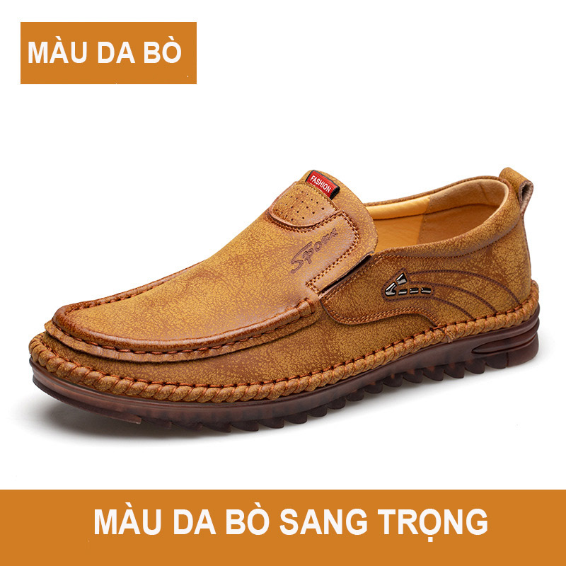 Giày lười giày giày da bò giày da thật nam giày lái xe giày nam da mềm kiểu mới 2021 mã T26016