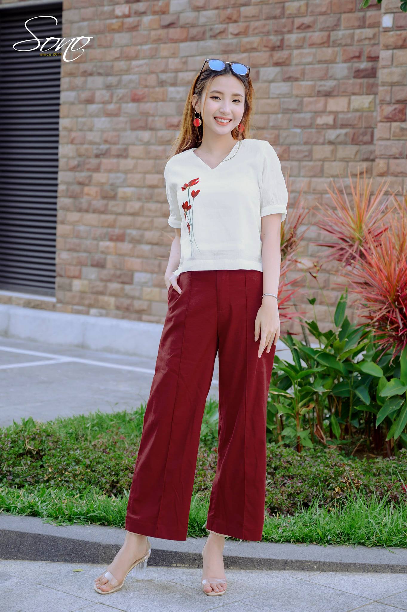 Áo linen tơ vẽ hoa