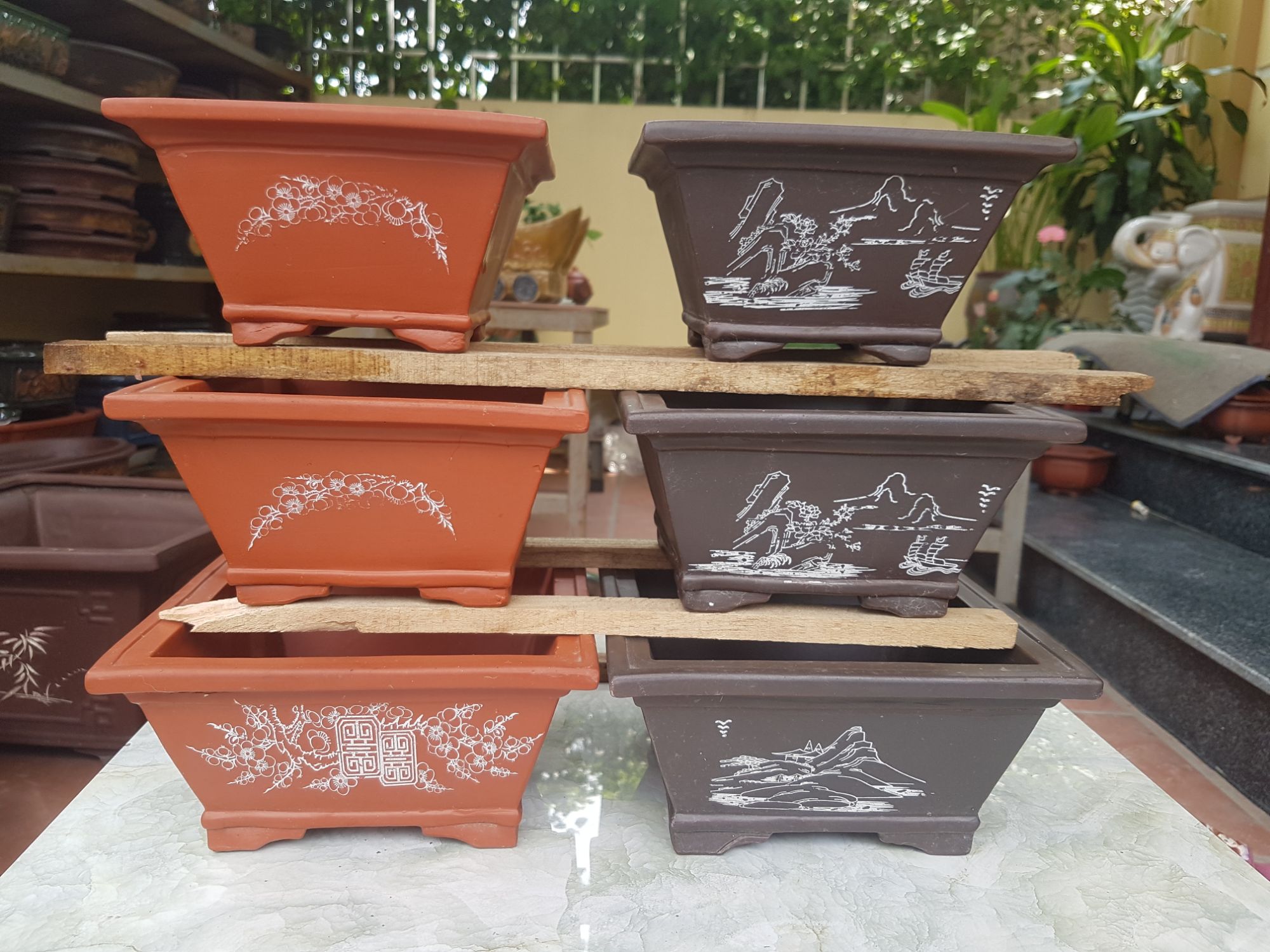 Bộ chậu vuông mini