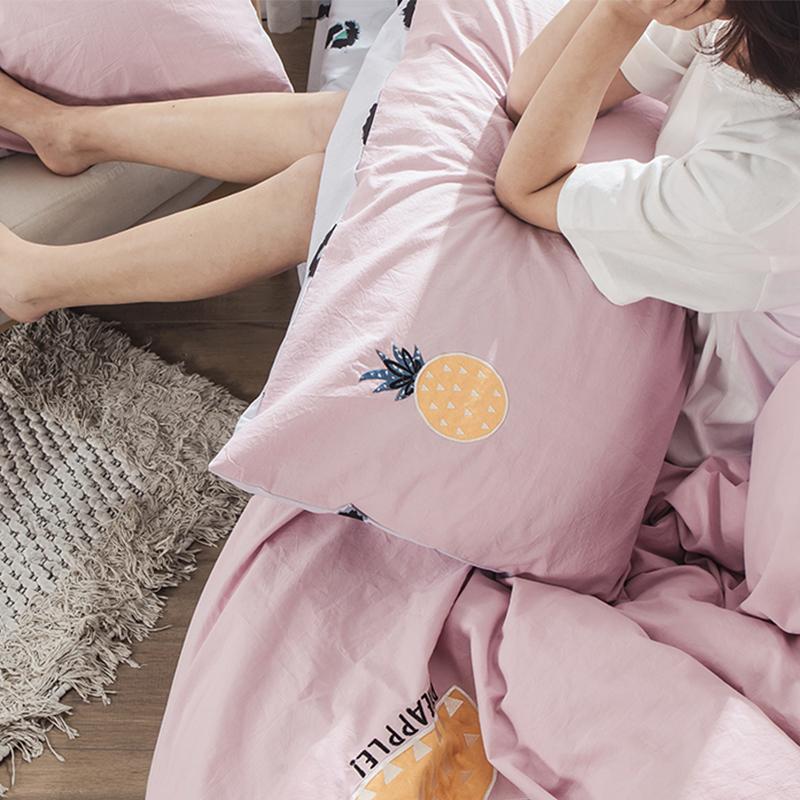 Bông Giặt Nước Nghề Thêu Vỏ Gối Cặp 100% Cotton Sắc Xanh Thiên Nhiên Duy Nhất Vỏ Gối 100% Cotton 48*74 Cm Bộ Ruột Gối