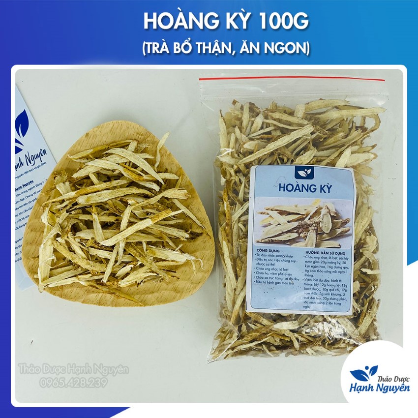 Hoàng kỳ 100g, lát to, già, thơm, trà hoàng kì tăng sức đề kháng, khí huyết lưu thông - Thảo Dược Hạnh Nguyên
