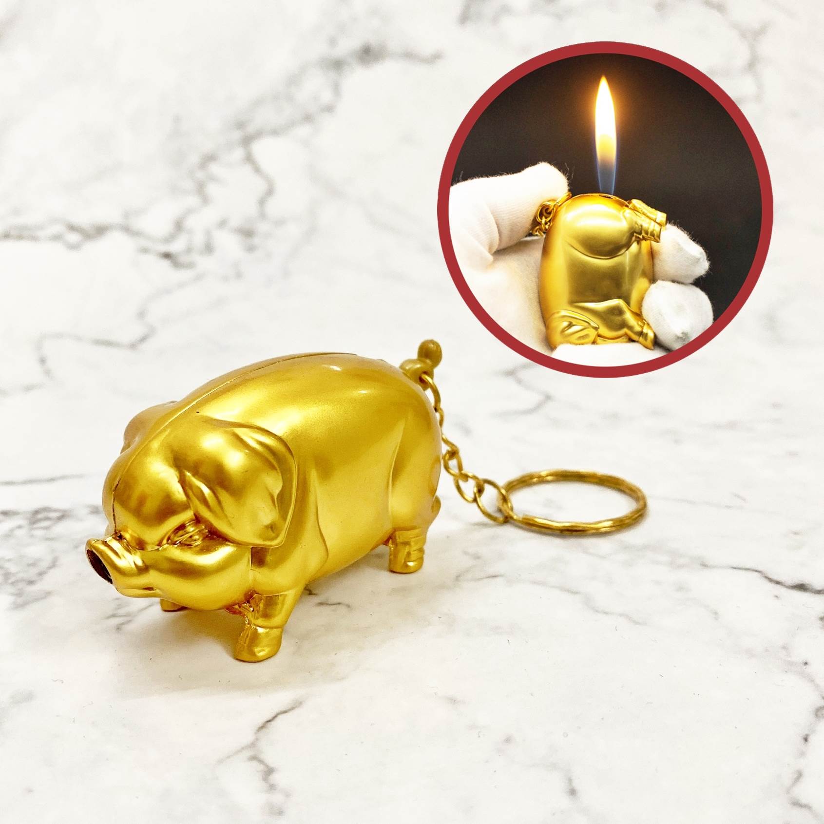 (BẬT LỬA ĐỘC LẠ) HỘT QUẸT KIÊM MÓC KHÓA HÌNH CON HEO VÀNG
