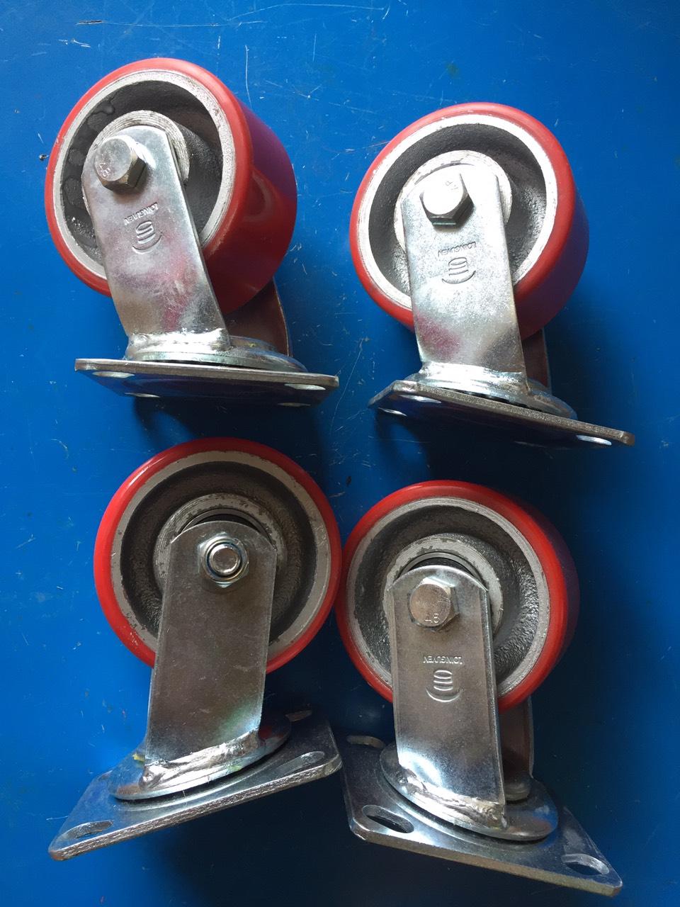 Bánh xe đẩy hàng chịu tải 500kg, bộ 4 bánh xe đường kính 10cm.(4 bánh xoay), bánh xe đẩy hàng cao cấp