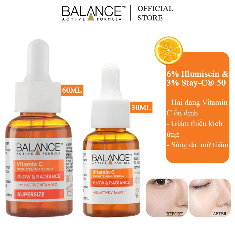 Tinh chất Serum Balance Active Formula Vitamin C Sáng Da 30ml Vitamin C Brightening Serum Glow & Radiance