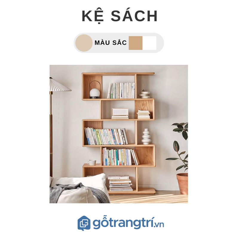 Kệ sách đứng 5 tầng bằng gỗ ghs-2582