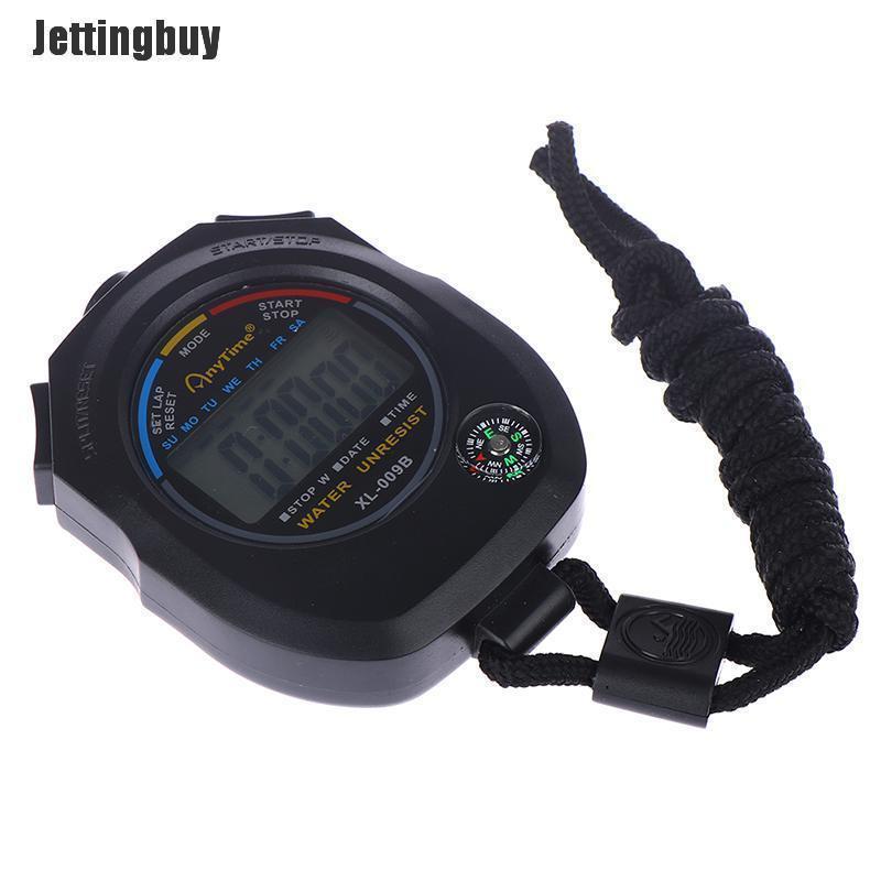Đồng Hồ Bấm Giờ LCD Kỹ Thuật Số Chống Nước Jettingbuy Đồng Hồ Bấm Giờ Báo Thức Có Dây Đeo