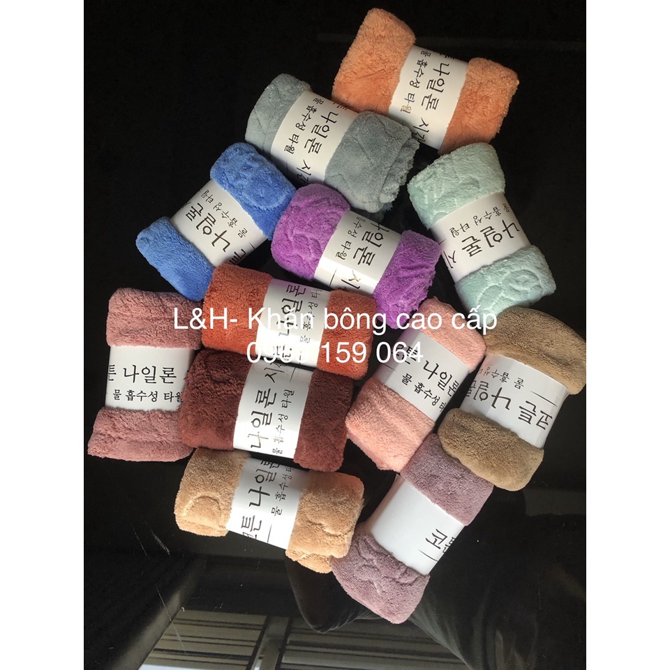 Combo 10 Khăn Mặt Lông Cừu, Trơn, Siêu Mịn, Kt 30X50Cm