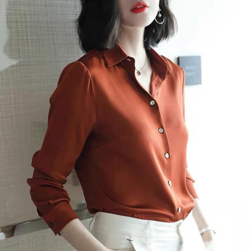 Áo sơ mi nữ  dài tay đẹp thời trang công sở PONIVALAZA form dấu nút kiểu dáng basic trẻ trung thanh lịch sang trọng chất vải lụa hàn cao cấp mẫu mới 2023