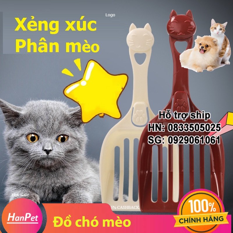 Hanpet- Xẻng vệ sinh mèo xẻng xúc cát mèo bằng nhựa