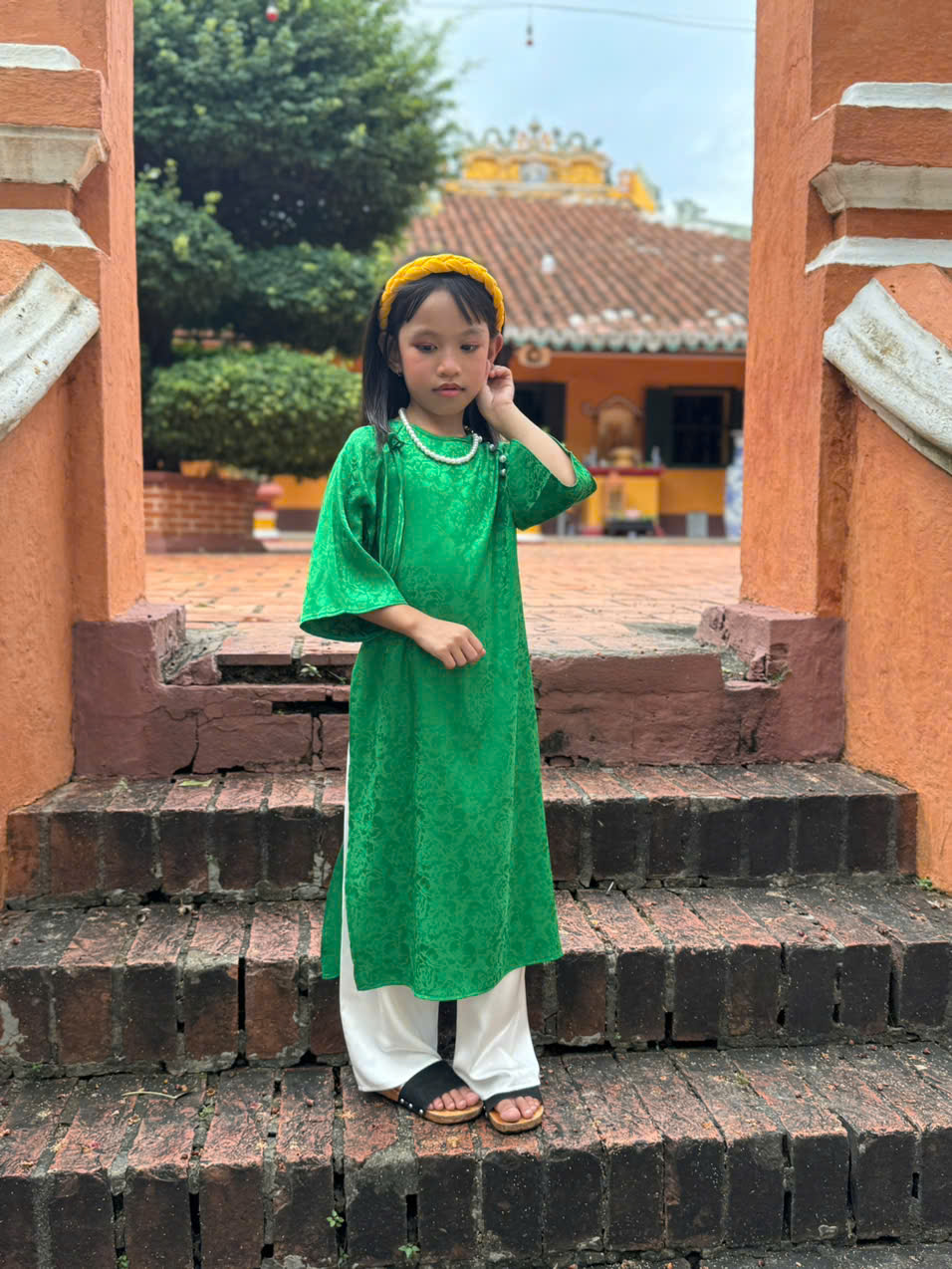 Áo Dài Trẻ Em #Bộ Áo Dài Lụa Ngọc cho bé # Thời Trang Trẻ Em