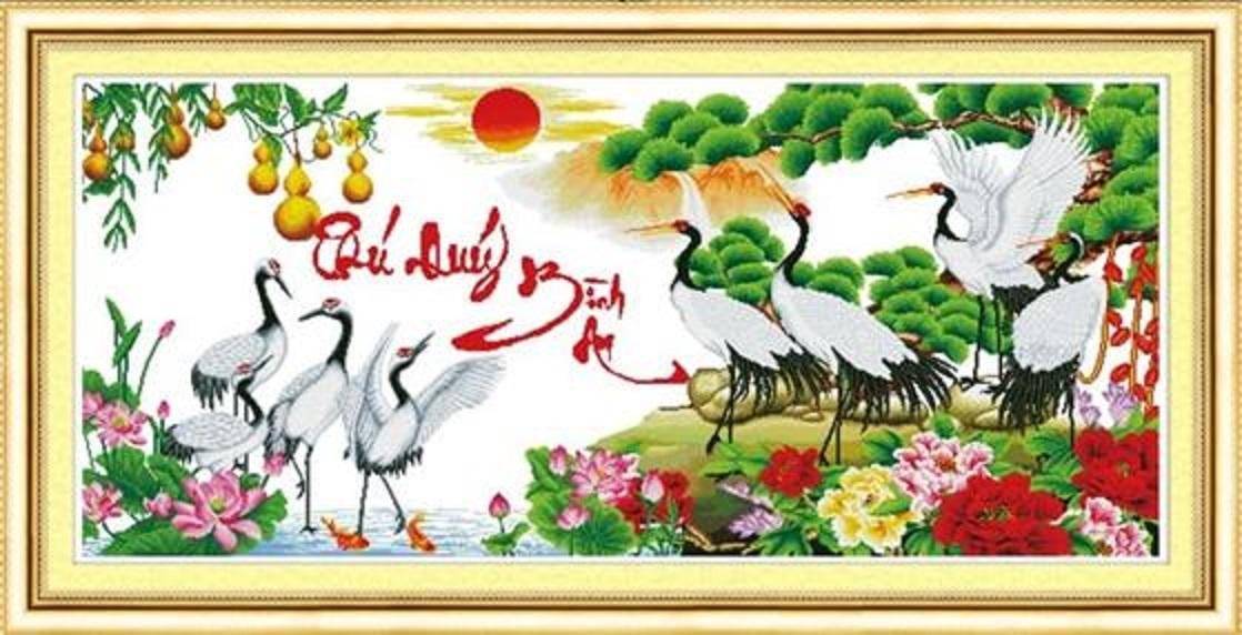 Tranh thêu chữ thập phú quý bình an dlh-222780