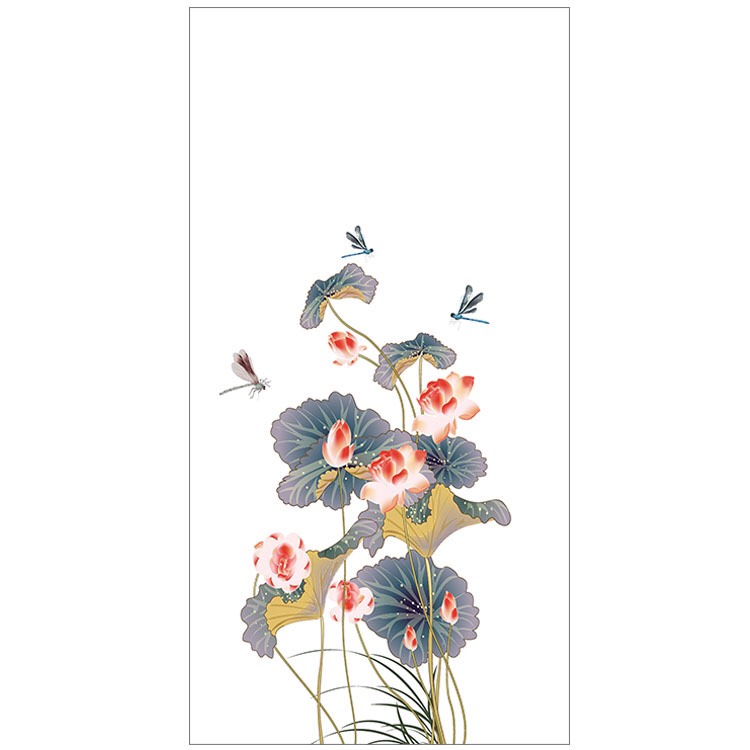 Decal dán kính cao cấp - Hoa sen sẫm màu ( 60x116cm )-DK1141
