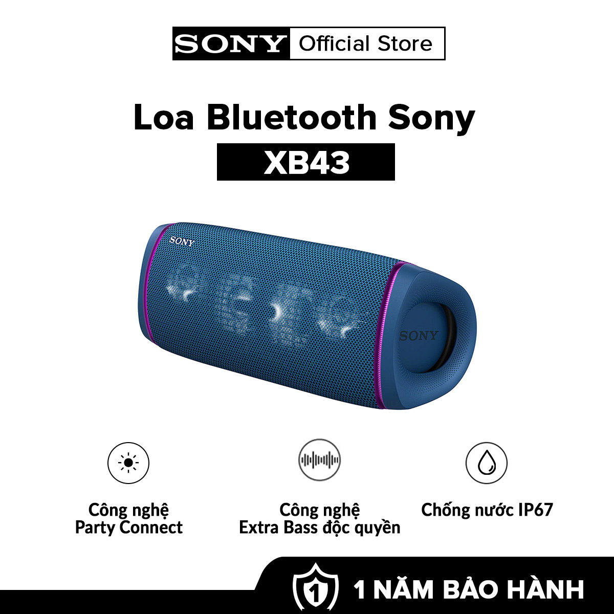 Loa BLUETOOTH di động XB43 với EXTRA BASS – Chính Hãng Sony