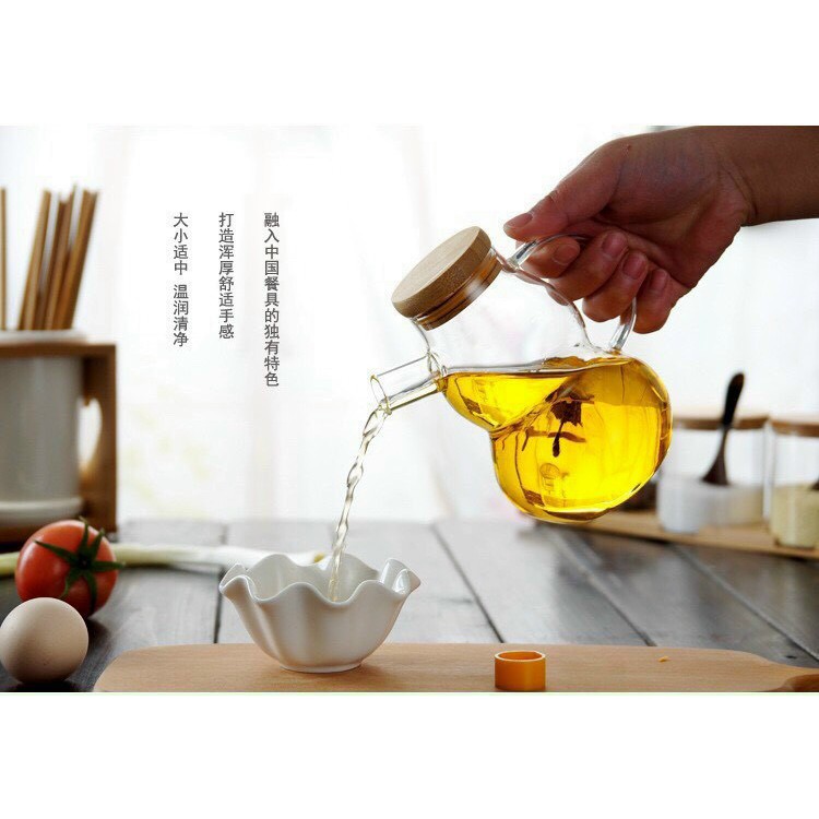 Bình đựng dầu ăn, bình dầu dấm thủy tinh dáng hồ lô