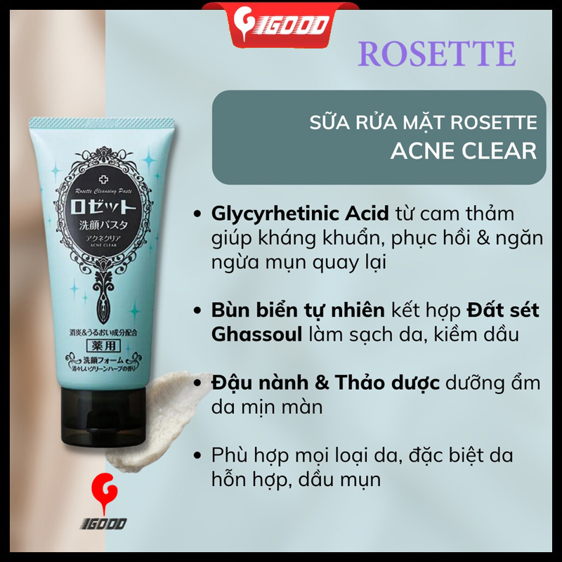 Sữa Rửa Mặt Rosette bùn khoáng Nhật Bản 120g